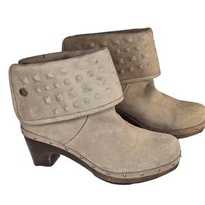 UGG Tan Ankle Boots with Studded Cuff